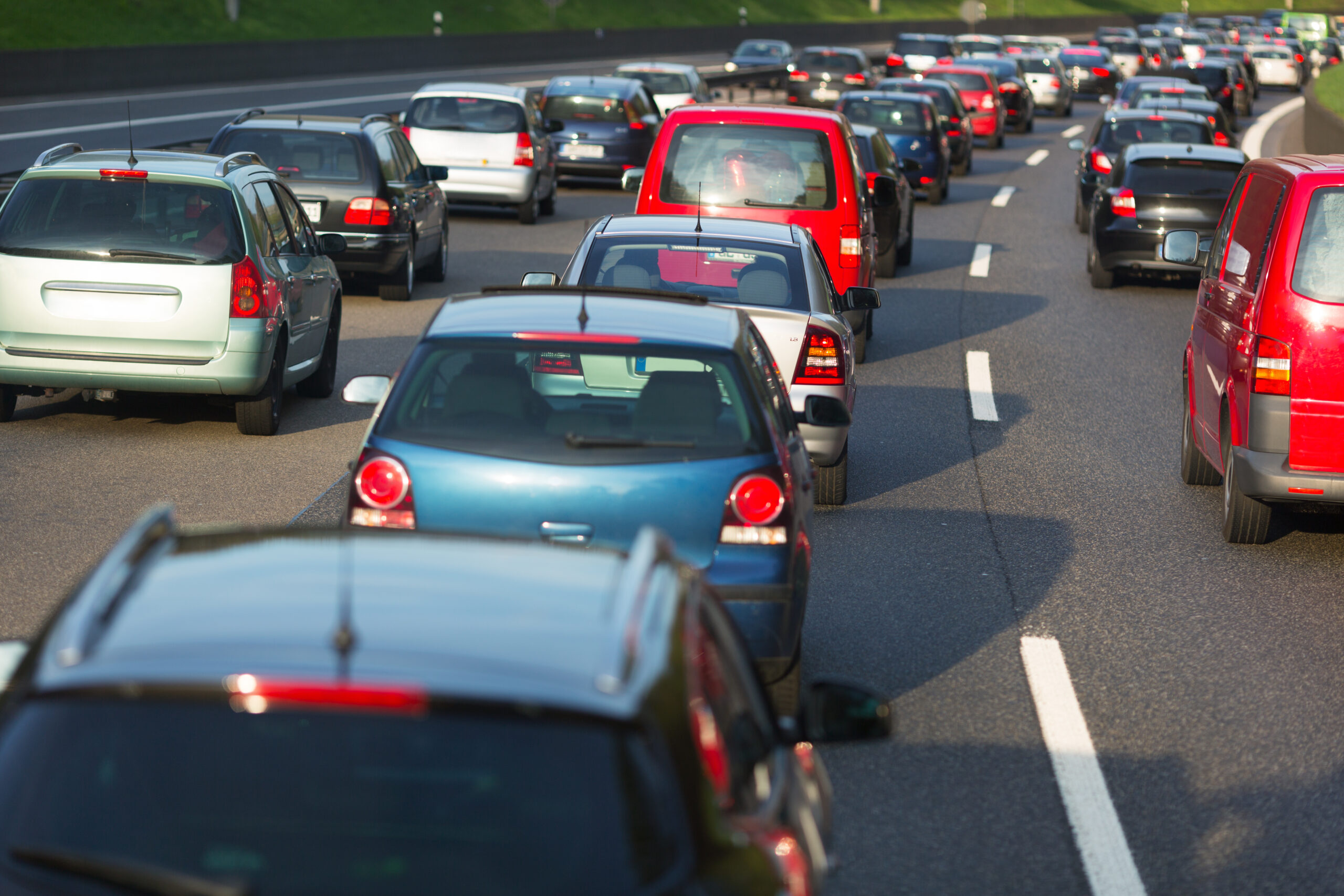 Traffic jam on a freeway